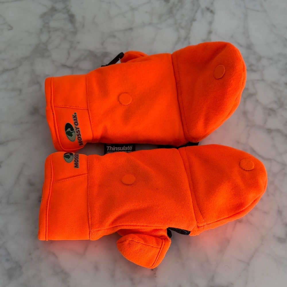 Thinsulate Mossy Oak Vibrant Orange Pop Top Hunting Mittens Youth Size Medium
